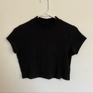 Cotton On Black Cropped Mockneck Tee